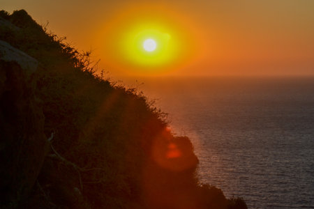 Sunset over the Atlantic Ocean in Tenerife Canary Islands Spainの写真素材