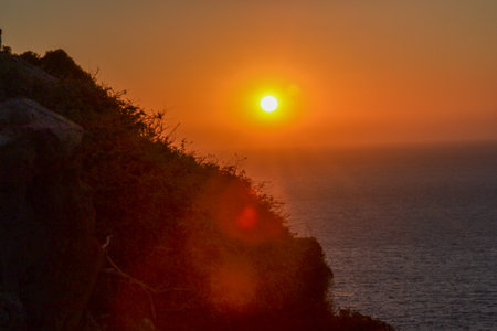 Sunset over the Atlantic Ocean in Tenerife Canary Islands Spainの写真素材