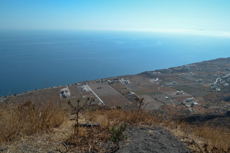 View of the sea from the top of the mountain. Santorini, Greeceの写真素材