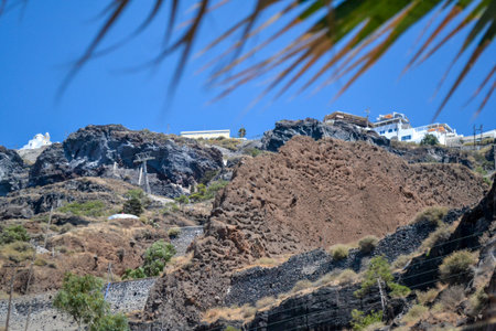 Volcanic landscape on the island of Santorini, Greeceの写真素材