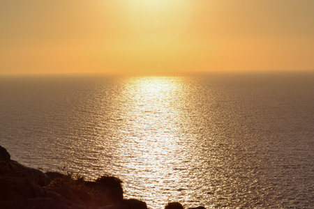 Sunset over the Atlantic Ocean in Tenerife Canary Islands Spainの写真素材
