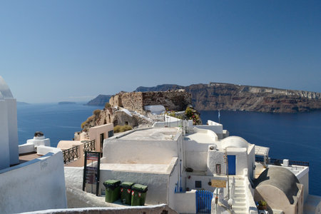 The picturesque and charming island of Oia in Santoriniの写真素材