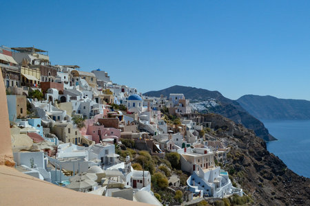 View of Oia village on Santorini island, Greece.の写真素材