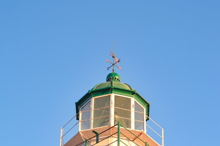 Lighthouse on the background of the blue sky in the summer.の写真素材