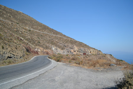 Road on the mountain in Crete, Greece. Landscape.の写真素材