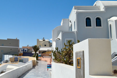 White architecture on Santorini island, Greece. Beautiful summer landscapeの写真素材