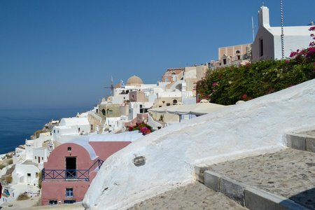 The picturesque and charming island of Oia in Santoriniの写真素材