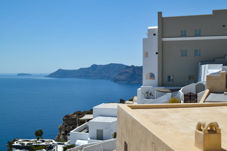 White architecture on Santorini island, Greece. Beautiful summer landscapeの写真素材