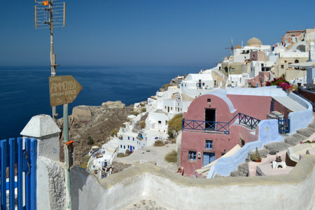 View of Oia village on Santorini island, Greeceの写真素材