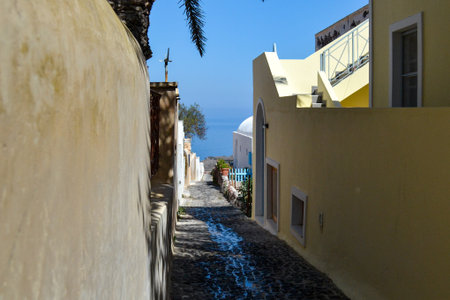 The picturesque and charming island of Oia in Santoriniの写真素材