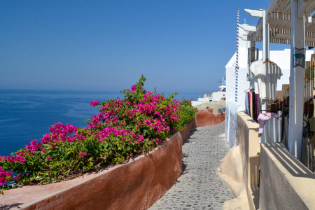 The picturesque village of Oia on the island of Santorini in Greeceの写真素材