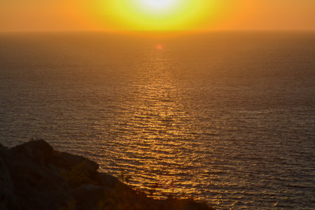 Sunset over the Atlantic Ocean in Tenerife Canary Islands Spainの写真素材