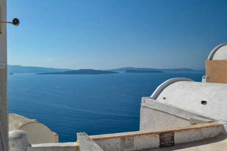 The picturesque island of Santorini in the Cyclades Islandsの写真素材