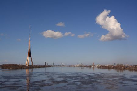 panorama of Riga with clouds