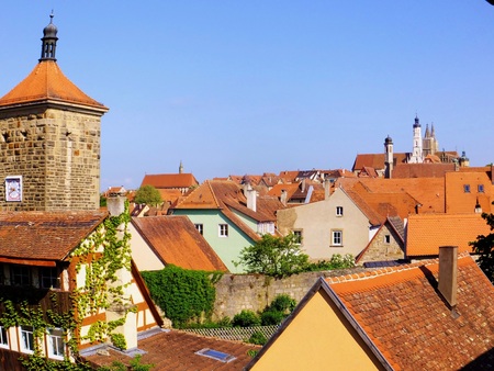 Skyline seen from the wall may Rothenburgの写真素材