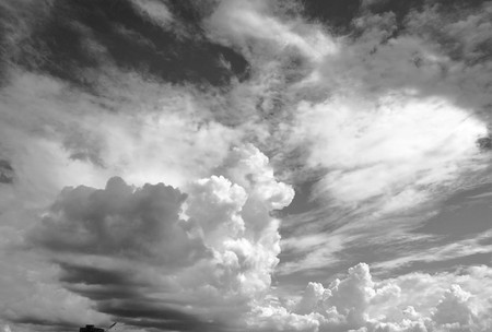 The summer blue sky and white clouds 10 black and whiteの写真素材