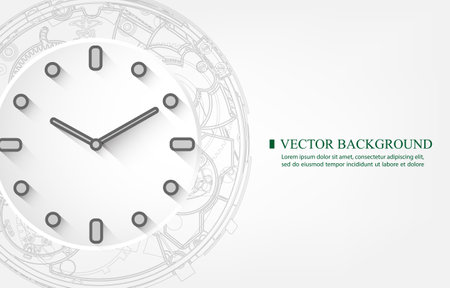 Mechanic analog clock vector white backgroundのイラスト素材
