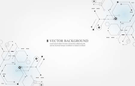 Vector technology hexagon geometric white wallpaper.Technology vector connection conceptのイラスト素材