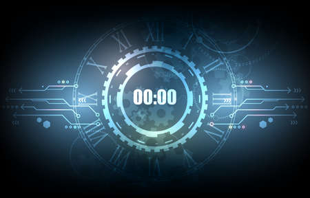 Technology vector digital clock background.technology wallpaper