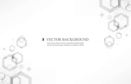Modern geometric vector white wallpaper futuristic hexagon shapeのイラスト素材