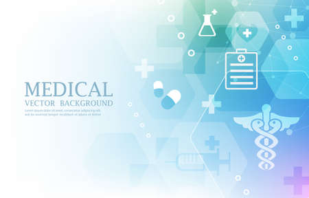 geometric vector futuristic medical icons backgroundのイラスト素材