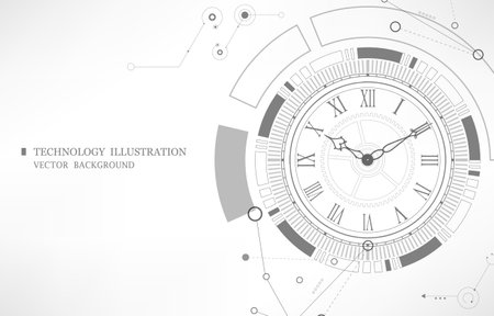 Futuristic vector technology clock white background.のイラスト素材