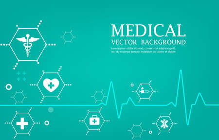 Vector heart beat and medical icons backgroundのイラスト素材