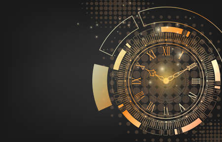 Vector golden luxury analog clock background
