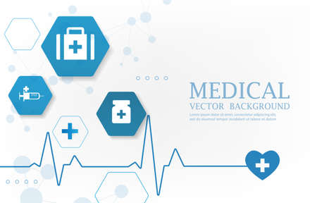 Vector abstract medical ECG heart beat white background.のイラスト素材