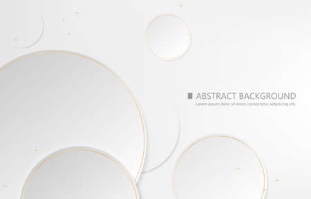 White modern vector background.geometric circle paper cut conceptのイラスト素材