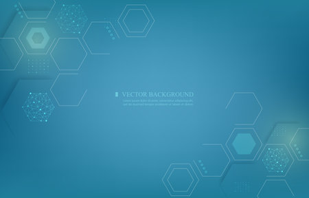 Vector technology hexagon background.geometric shape.blue technology wallpaperの写真素材