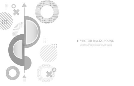 Minimalist abstract geometric background with circles, arrows, and cross elements inのイラスト素材