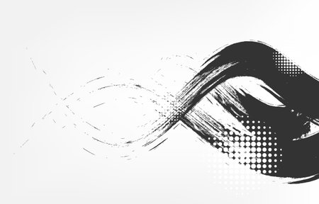 Abstract black and white brushes drawing background.のイラスト素材