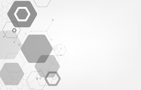 Gray background.geometric hexagon shape.technology wallpaper.minimal conceptのイラスト素材