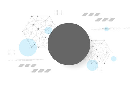 Minimal geometric network background with central circle and copy spaceのイラスト素材