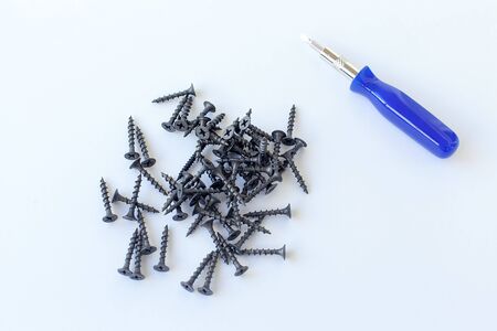Self-tapping screws, zinc plated, countersunk head, isolated on white background
