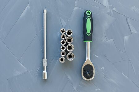 A set of building tools and instruments for repair in black and green colour. Must-have for men....