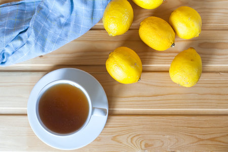 Cup of tea and lemonの写真素材