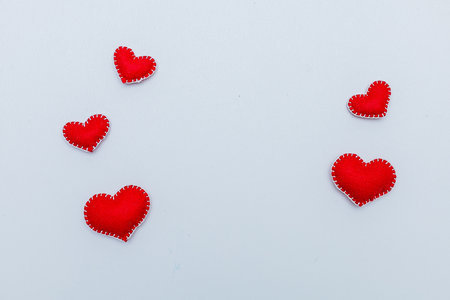 Small red hearts isolated on a white background
