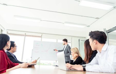 Teamwork business concept .Start up business people in modern office, working together having...