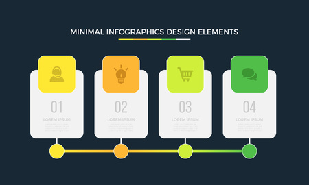 Business data visualization. Time line Process chart with 4 steps, labels. Abstract elements of graph, diagram options, parts or processes.のイラスト素材