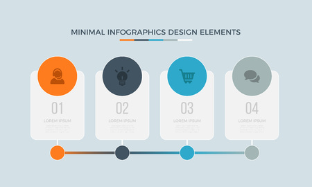 Business data visualization. Time line Process chart with 4 steps, labels. Abstract elements of graph, diagram options, parts or processes.のイラスト素材