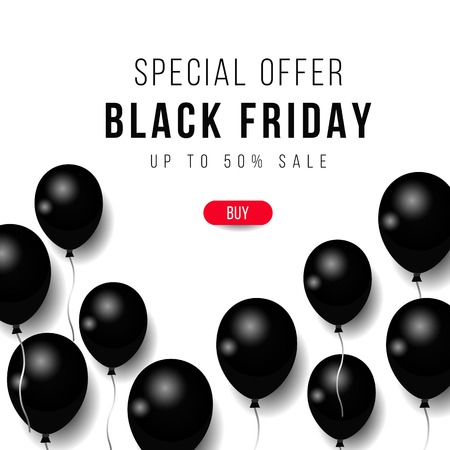 Black Friday, Big Sale, black air balloon, creative template on flat designのイラスト素材