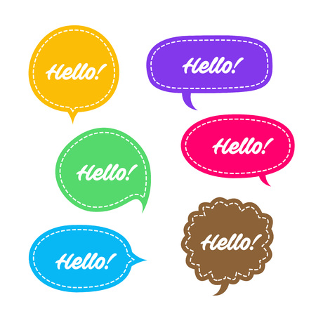 Trendy speech bubbles set in flat design with messages vector illustrationのイラスト素材