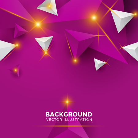 Abstract shiny white and purple Triangle Background. 3D Triangles. Modern Wallpaper. Vector illustrationのイラスト素材