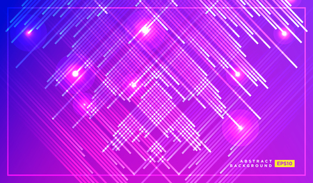 diagonal vector lines falling with glowing light illustration. Space and stars on dark purple background. Beautiful magic backdrop for your poster or web designのイラスト素材
