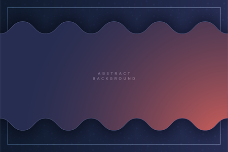 Paper art cartoon abstract waves. Paper cut carve background. Modern origami design template. Vector illustration. 3d paper layers in dark blue orange colorsのイラスト素材