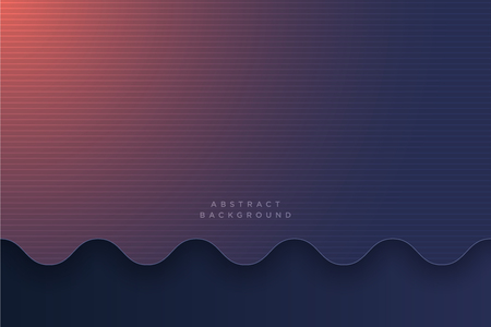 Paper art cartoon abstract waves. Paper cut carve background. Modern origami design template. Vector illustration. 3d paper layers in dark blue orange colorsのイラスト素材