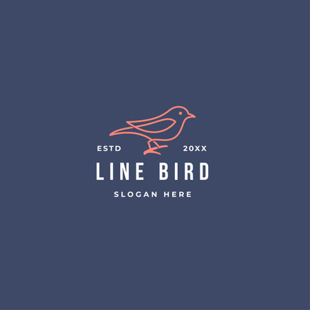 Bird logo outline with vintage style isolated on dark background. premium vector ideaのイラスト素材