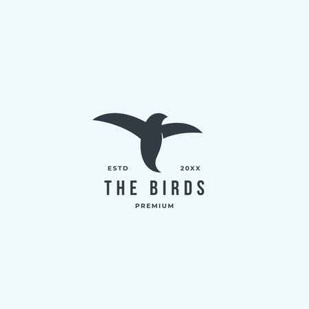 Bird logo hipster vintage retro vector black art icon template. Isolated on white backgroundのイラスト素材